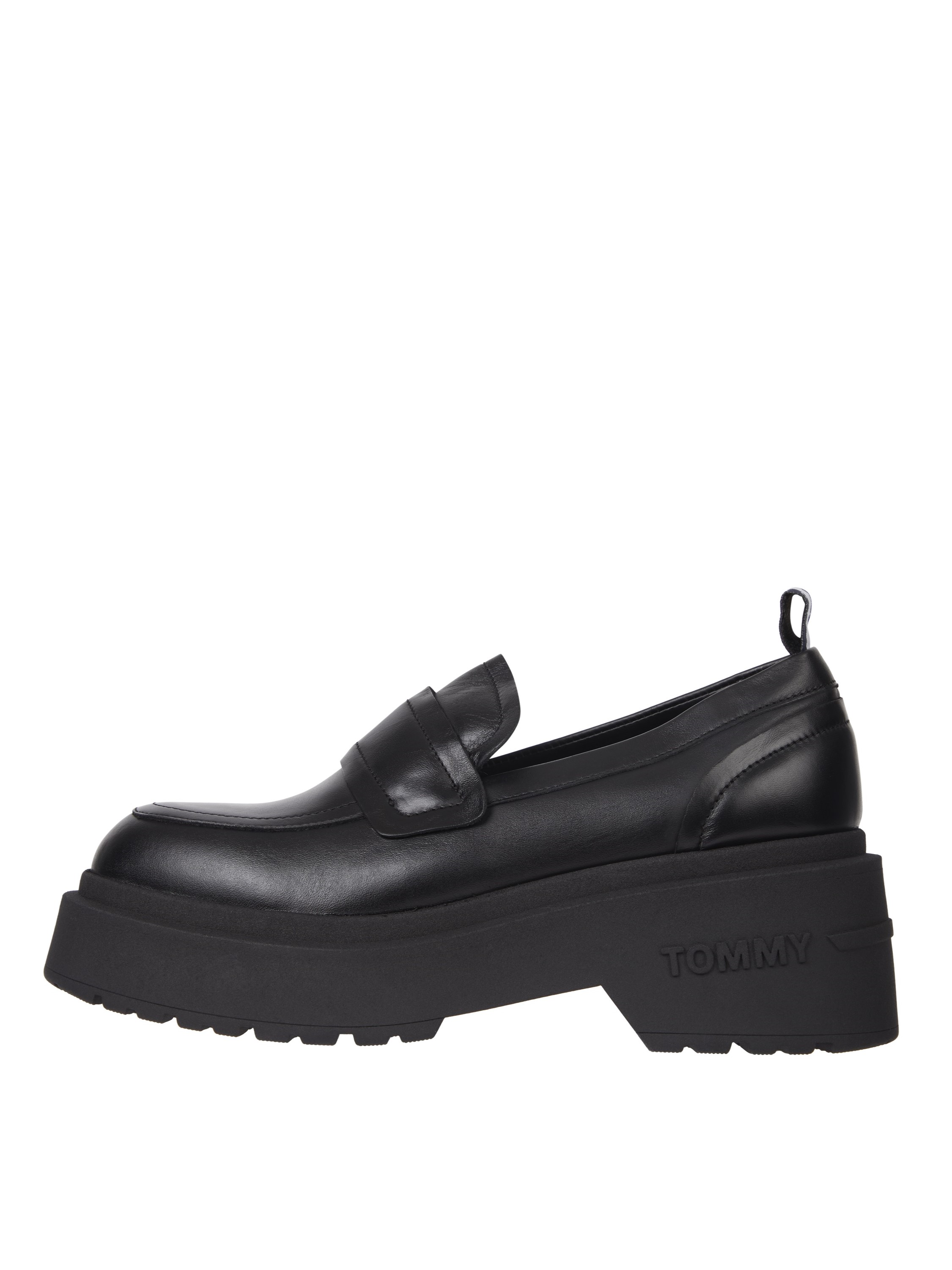 Μοκασίνια δερμάτινα με τρακτερωτή σόλα TJW AVA Black Tommy Jeans