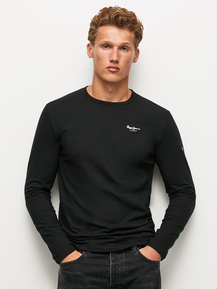 Μπλούζα με μακρύ μανίκι Original Basic Black Pepe Jeans