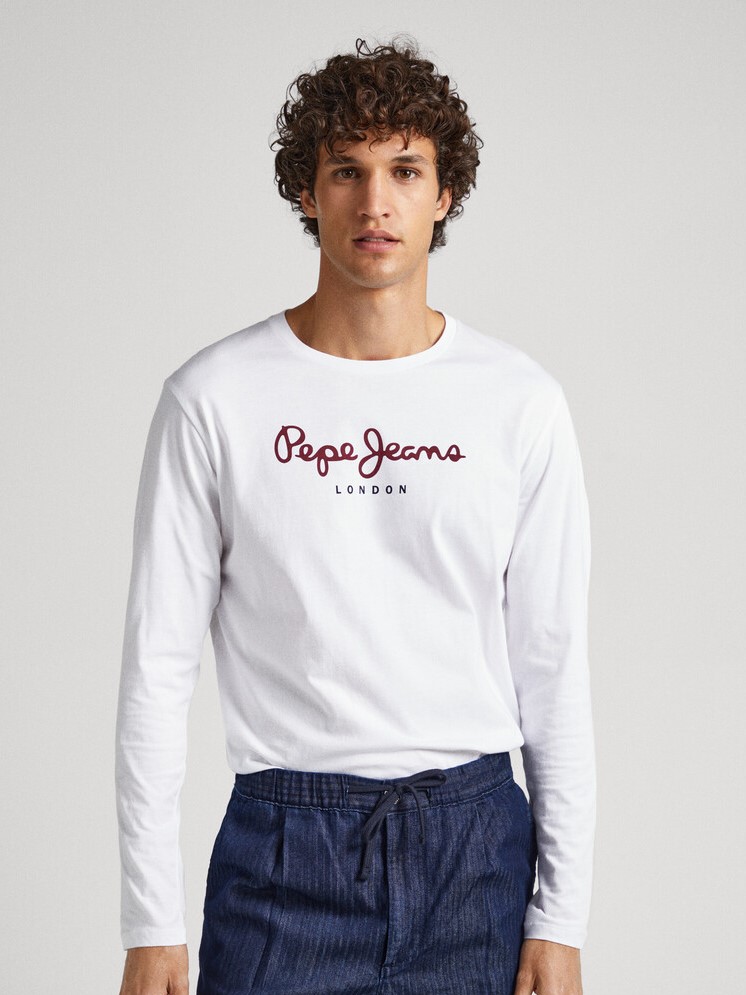 Μπλούζα με μακρύ μανίκι Eggo Long White Pepe jeans