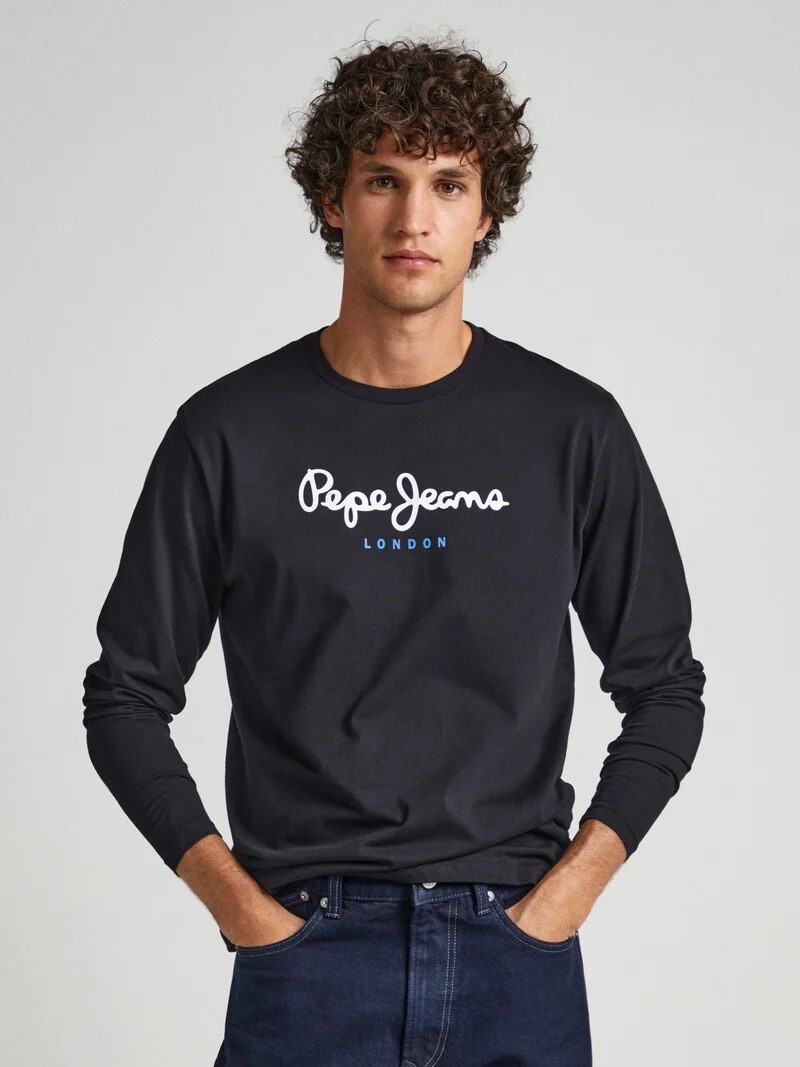 Μπλούζα με μακρύ μανίκι Eggo Long Black Pepe Jeans