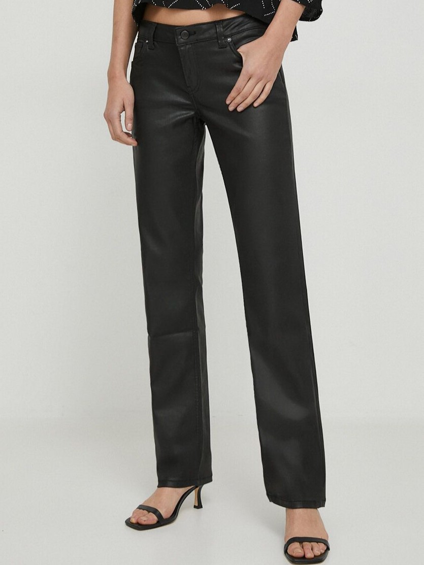 Παντελόνι δερματίνη Straight Low Waist Black Pepe Jeans 
