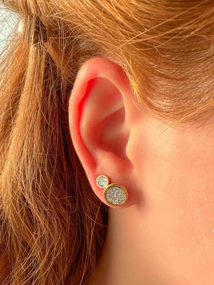 Stud earrings set of Silver Glamour Golden Elephantina