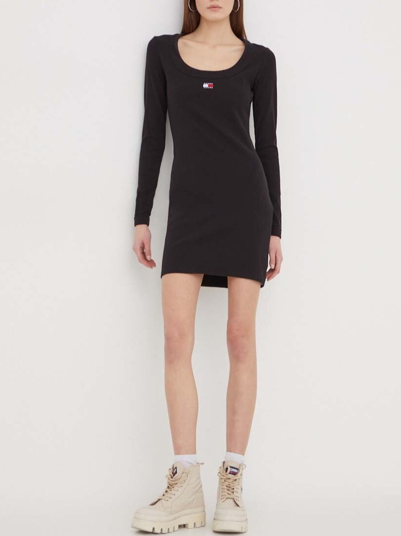 Φόρεμα Mini TJW Badge Rib Bodycon Black Tommy Jeans