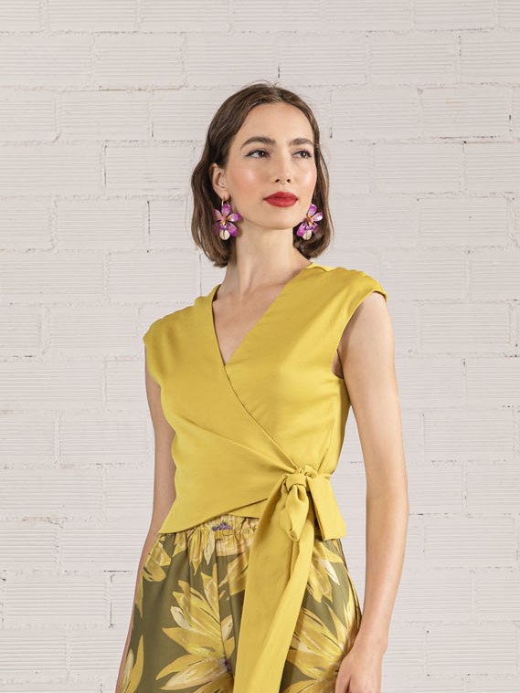 Τοπ αμάνικο κρουαζέ Wrap Cropped Moutaki