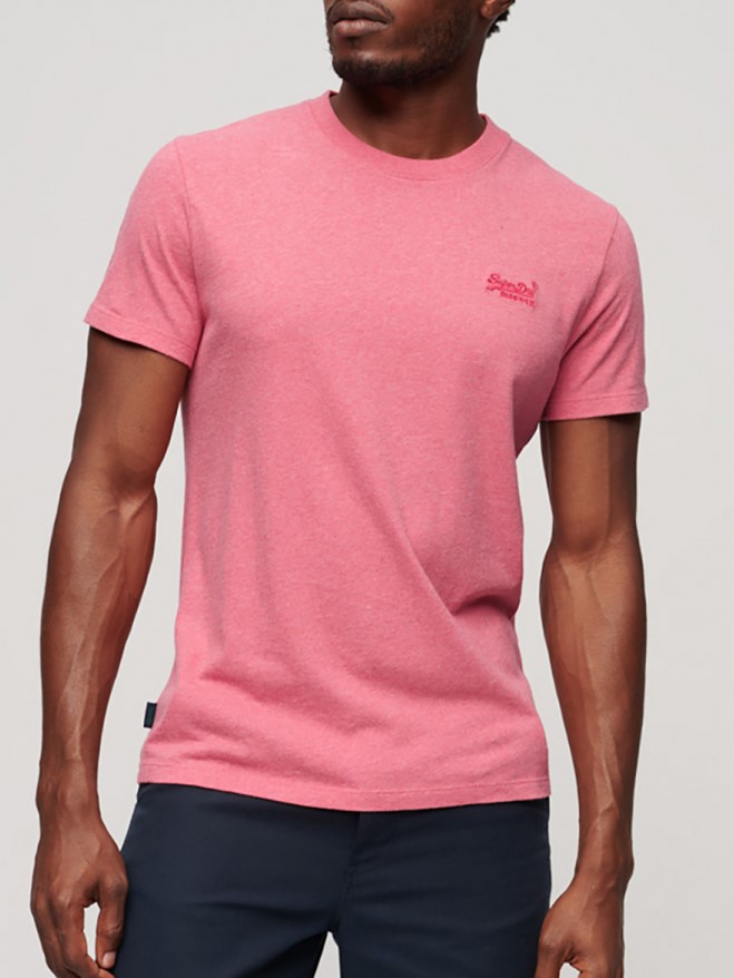 Μπλούζα με κοντό μανίκι Essential Logo EMB Punch Pink Marl Superdry
