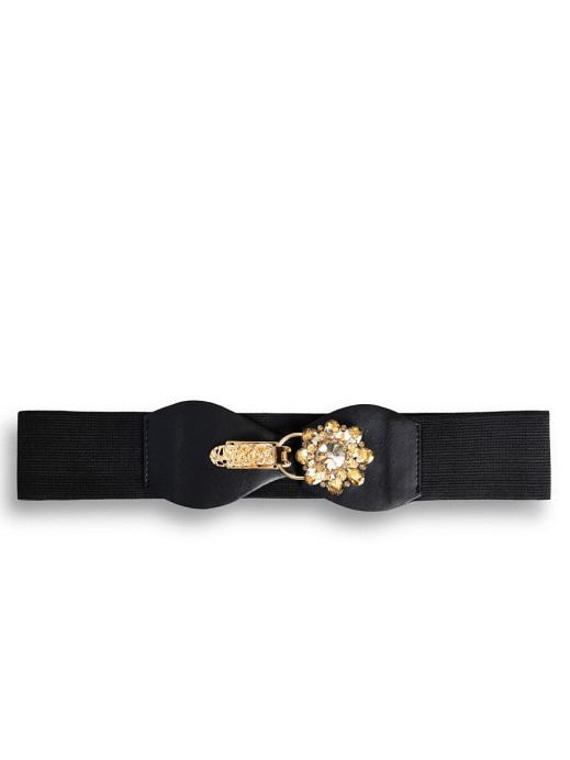 Ζώνη φαρδιά με κούμπωμα στρας Black/Golden Access