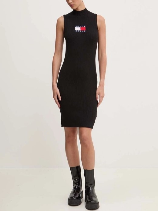 Φόρεμα πλεκτό TJW Center Flag Black Tommy Jeans