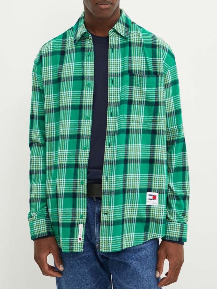 Πουκάμισο TJM Check Peached Green Malachite Tommy Jeans