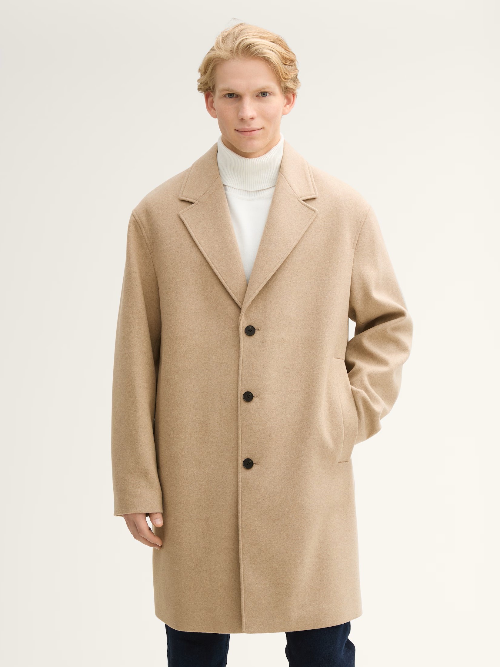 Παλτό wool blend Relaxed Beige Tom Tailor