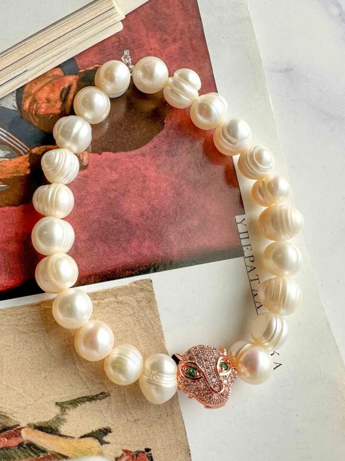 Βραχιόλι με μαργαριτάρια καλλιέργειας Cheetah Rose Gold Elephantina