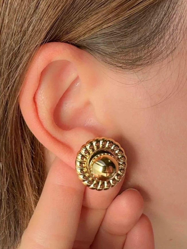 Steel earrings with classic design Golden Elephantina
