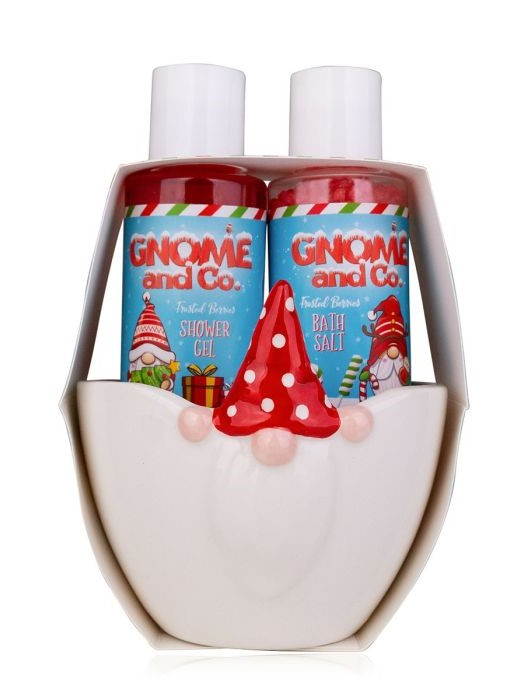Bath set with shower gel in ceramic bowl