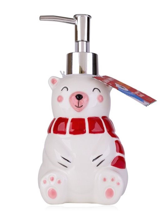 Peppermint Swirl Hand soap Polar Bear in ceramic dispenser