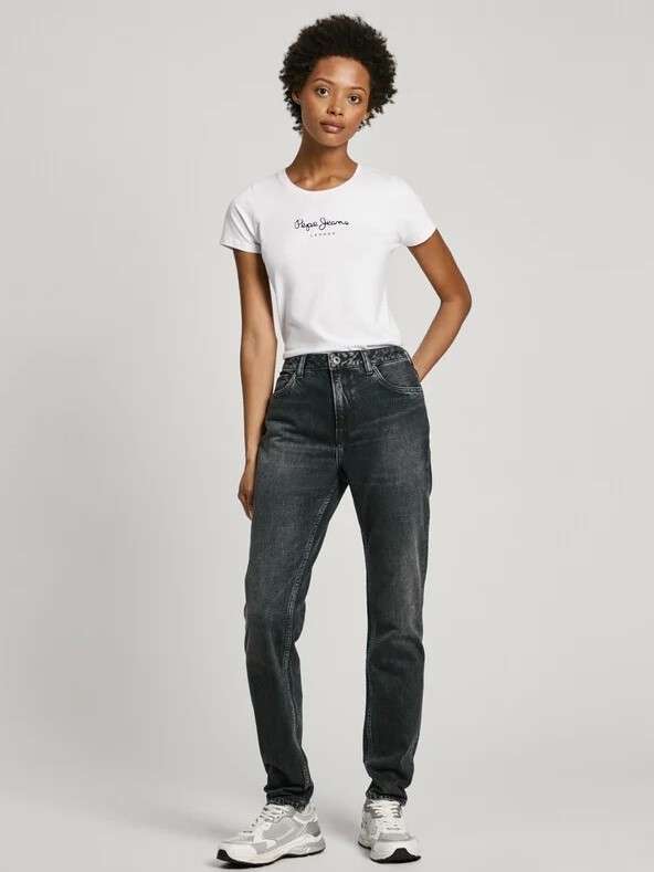 Παντελόνι τζιν High Waist Taper Violet Black Washed Pepe Jeans
