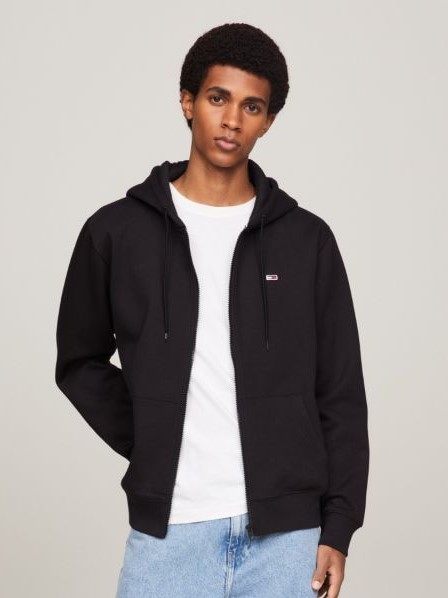 Ζακέτα φούτερ με κουκούλα TJM Reg Fleece Zip Black Tommy Jeans