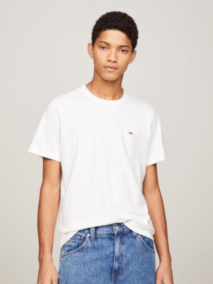 Μπλούζα με κοντό μανίκι TJM Classic Jersey C neck White Tommy Jeans