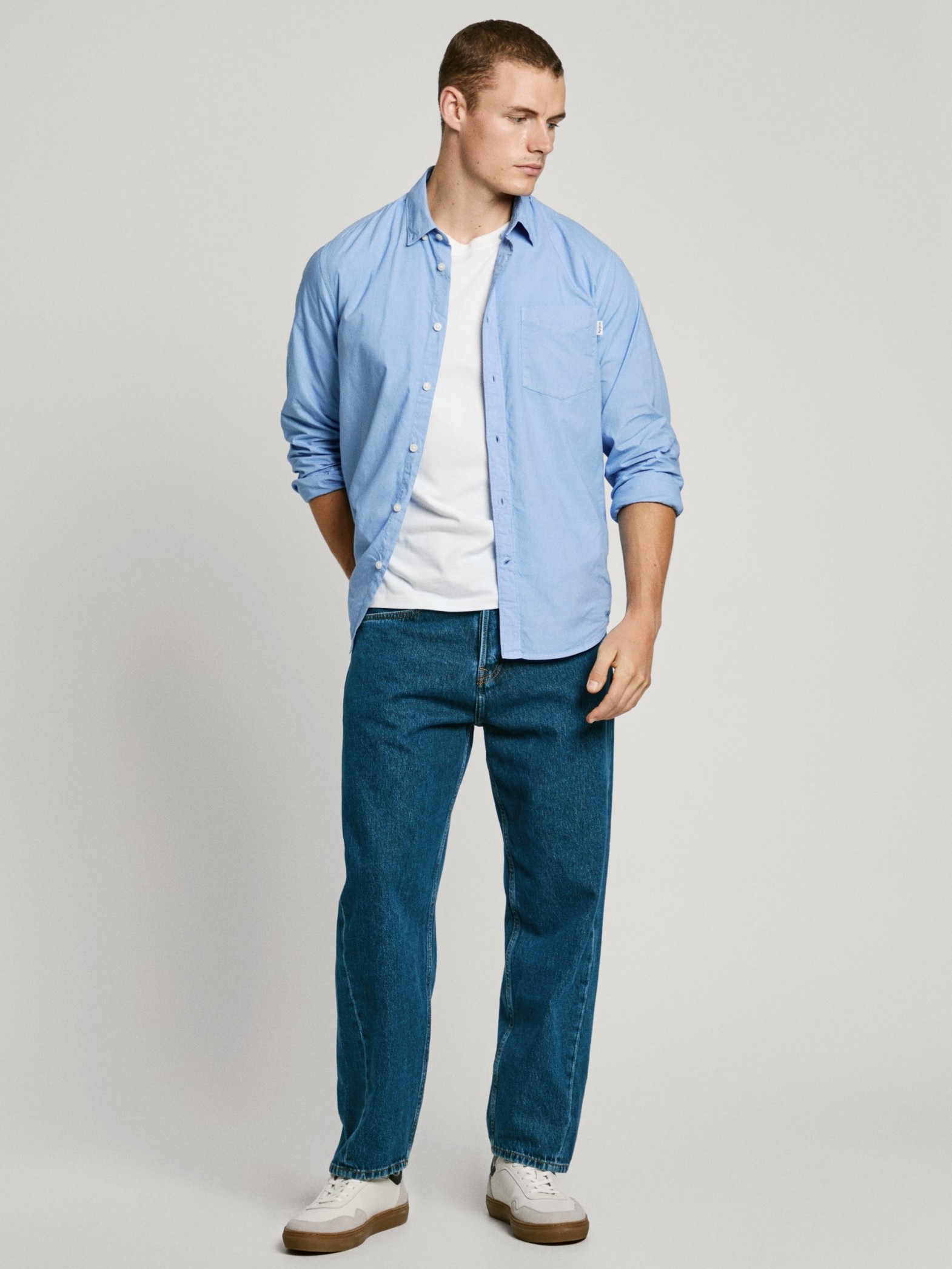 Πουκάμισο Arnold ανδρικό σιέλ Pepe jeans