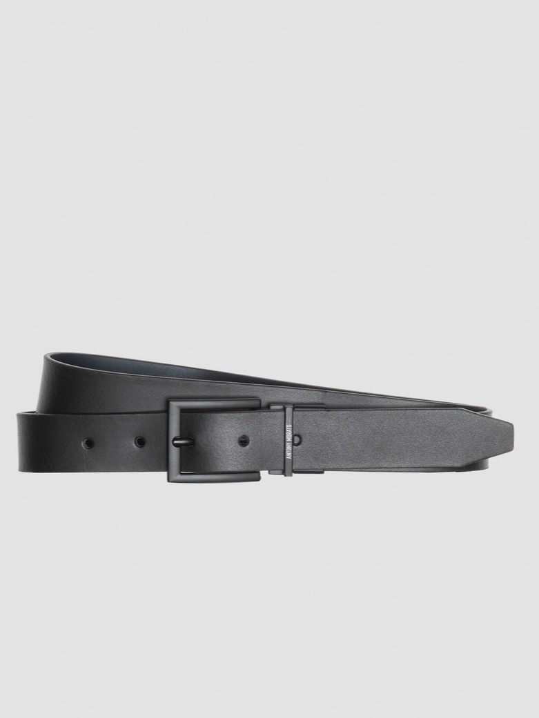 Ζώνη ανδρική με αγκράφα Double-Face Leather Black Antony Morato	
