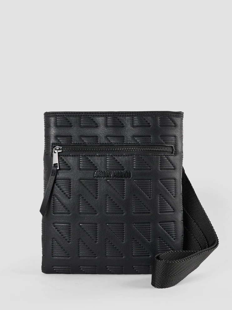 Bag for men faux leather messenger Black Antony Morato