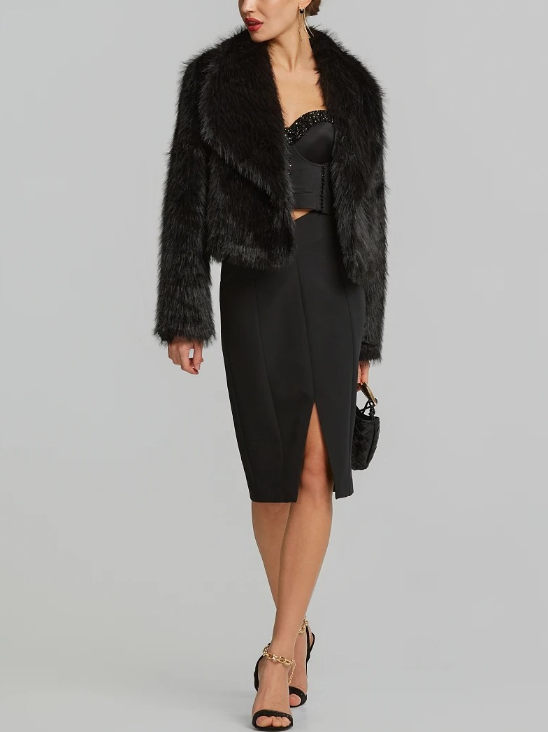 Γούνα κοντή faux σε mink όψη Black Lynne