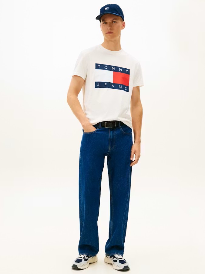 Μπλούζα με κοντό μανίκι TJM Big flag White Tommy jeans