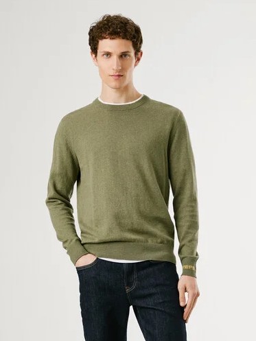 Regular fit crew neck jumper Andre Olive Pepe jeans