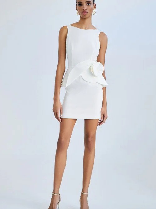 Dress mini with flower ruffle White Access