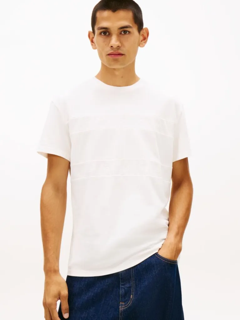 Μπλούζα με κοντό μανίκι TJM Tonal flag Ecru Tommy jeans
