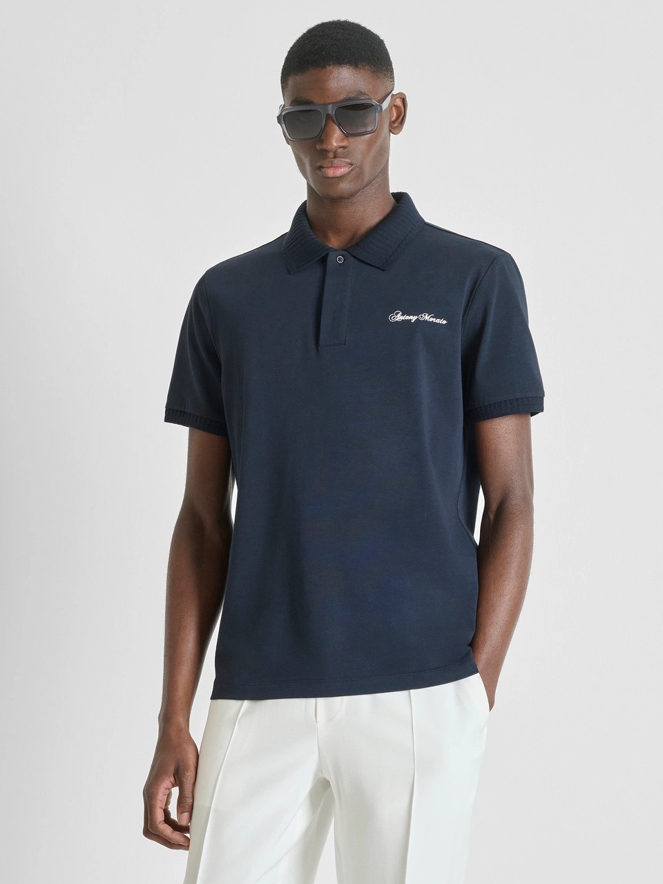 Μπλούζα με κοντό μανίκι polo Blue Antony Morato