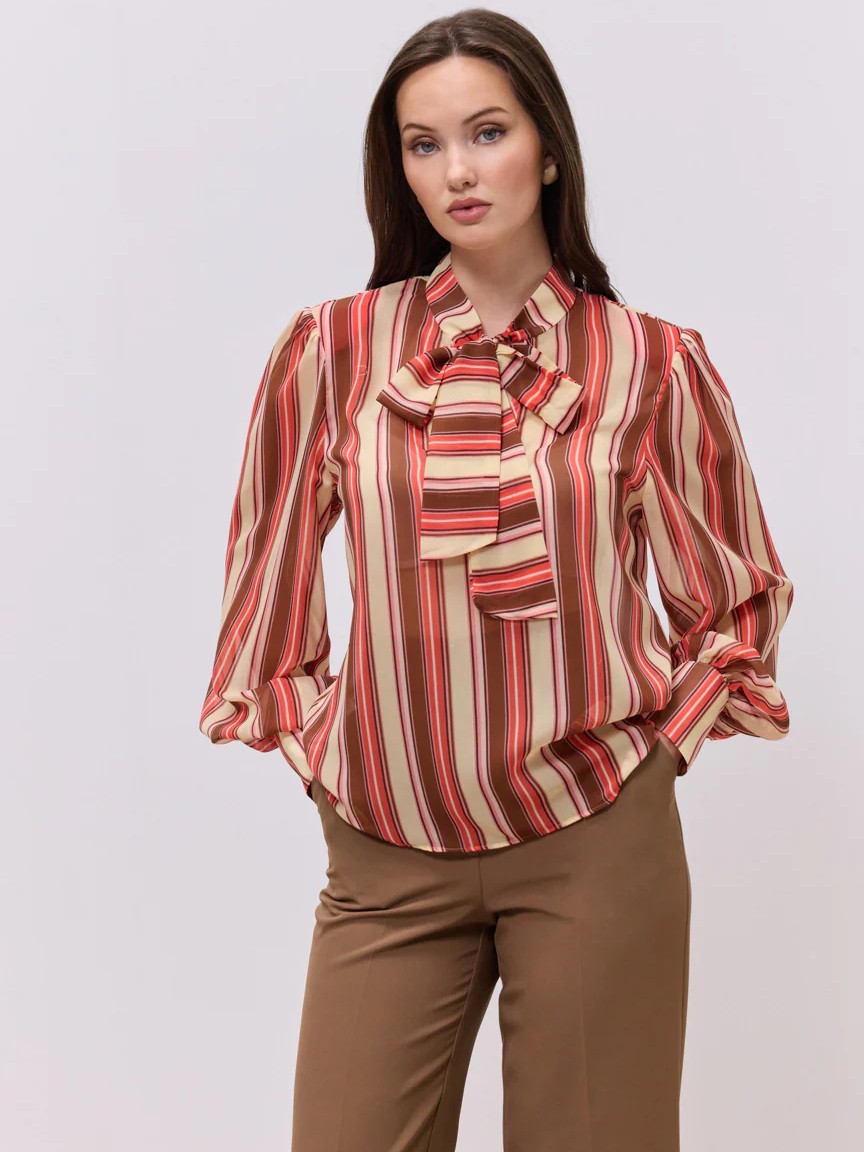 Blouse striped with tie Loren Multi Enzzo
