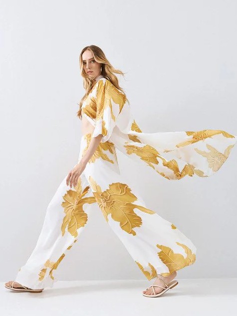 Printed wide-leg pants Yellow Access