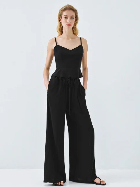 Strap top with ruffles Black Access