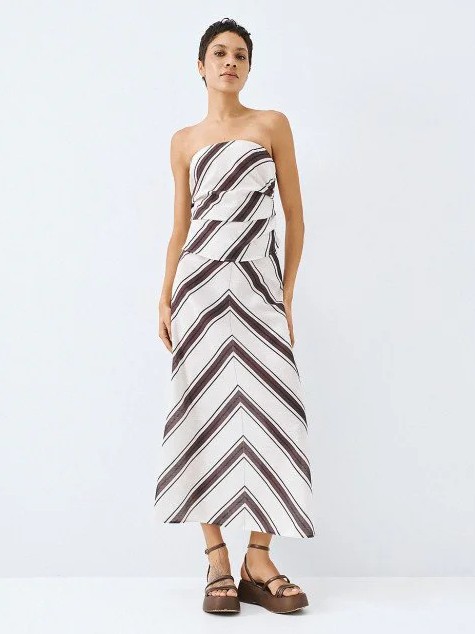 Skirt maxi with stripes Brown Access