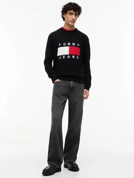 Sweater knitted TJM Reg flag cnck Black Tommy jeans