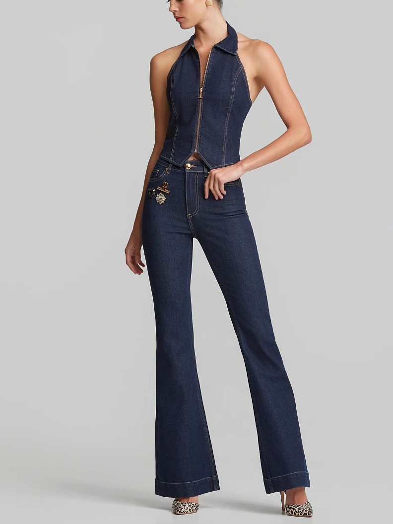 Flared jeans with pins Blue Lynne