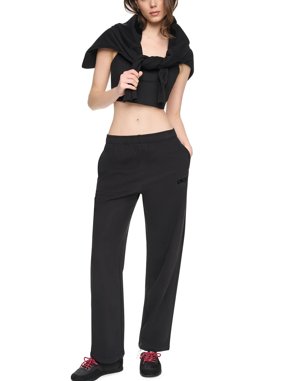 Jogger pants high rise flocked logo Black DKNY