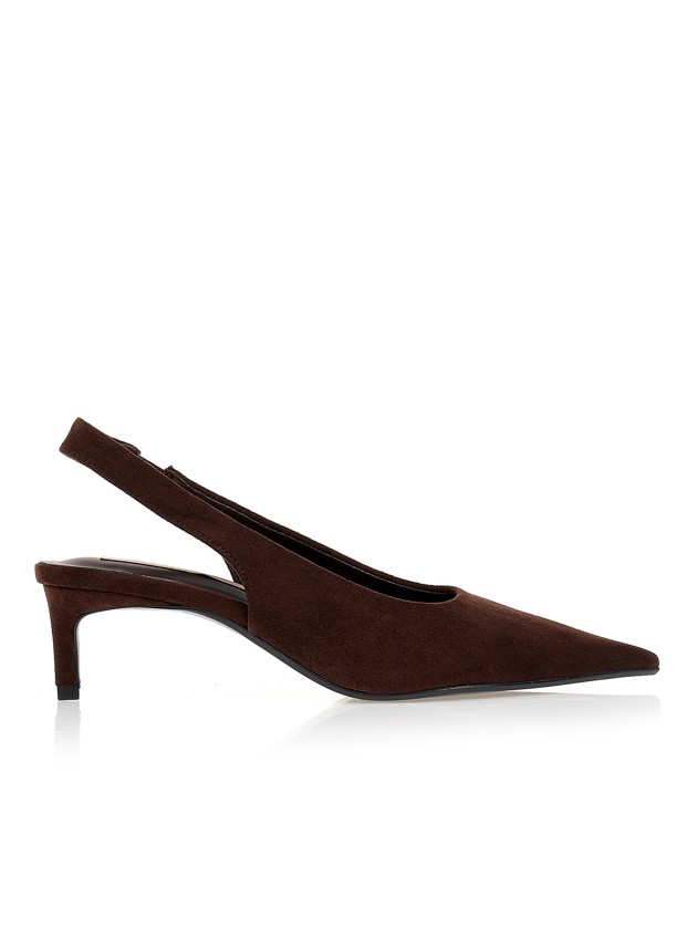 Γόβες καφέ σουέτ slingback Brown Tsoukalas