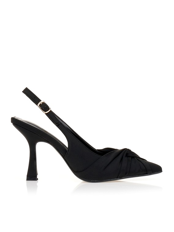 Γόβες μαύρες slingback με διακοσμητικό δέσιμο Black Tsoukalas