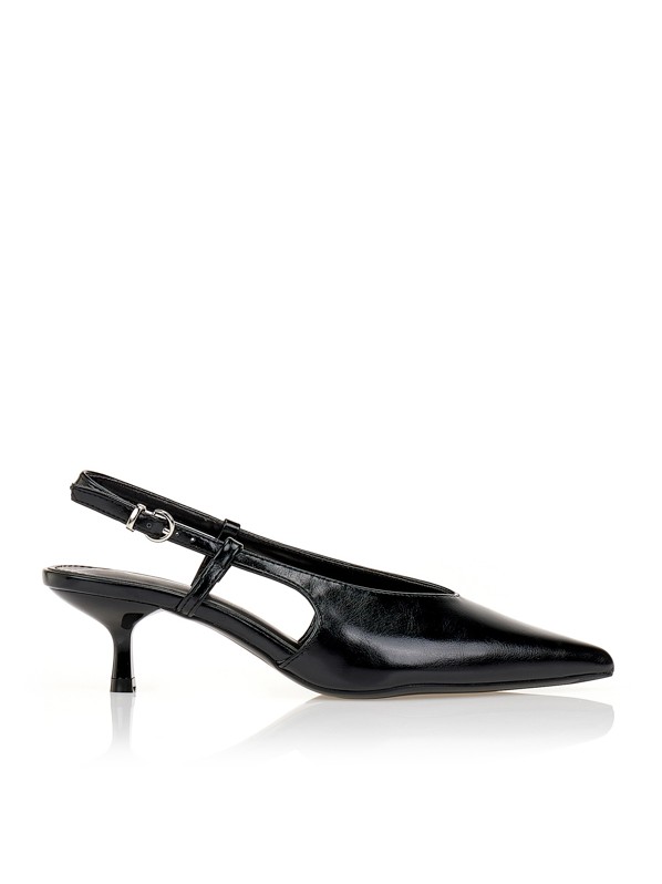 Black leatherette slingback heels Tsoukalas