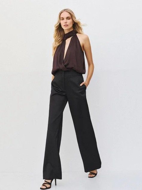Satin trousers high waisted Black Access