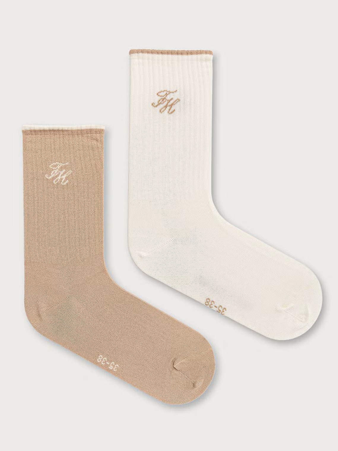 TH Women sock 2p monogram lurex Beige Tommy jeans