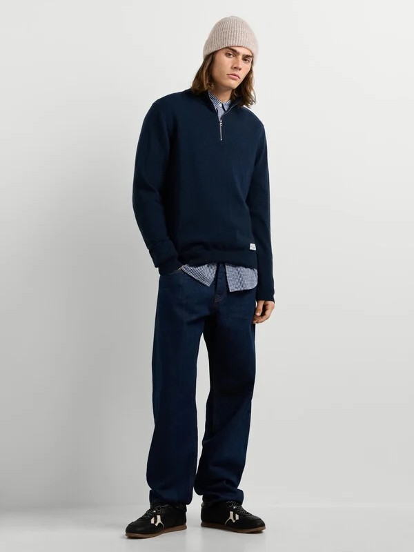 Regular fit half-zip knit jumper Andre Blue Pepe jeans