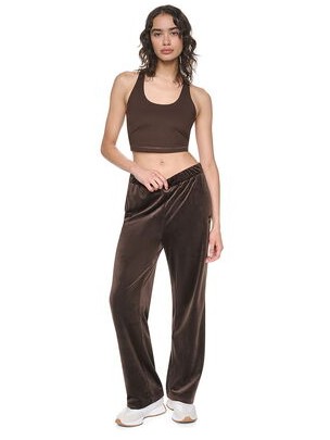 Παντελόνι φόρμας βελουτέ Brown DKNY