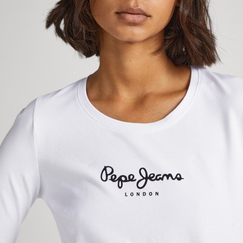 Μπλούζα με μακρύ μανίκι New Virginia White Pepe Jeans