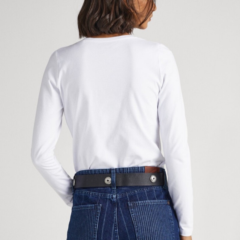 Μπλούζα με μακρύ μανίκι New Virginia White Pepe Jeans