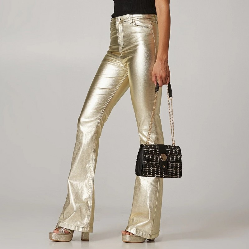 High waist bell bottom jeans Foil Golden Lynne