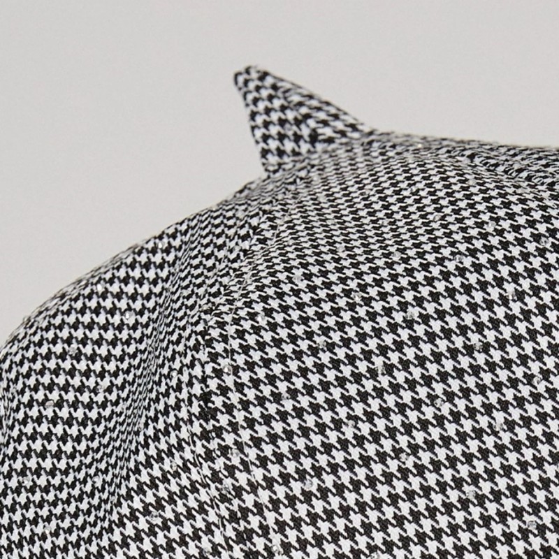 Checkered beret with rhinestones Black-White Lynne