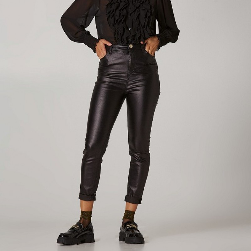 Pants high waisted denim foil by Lynne