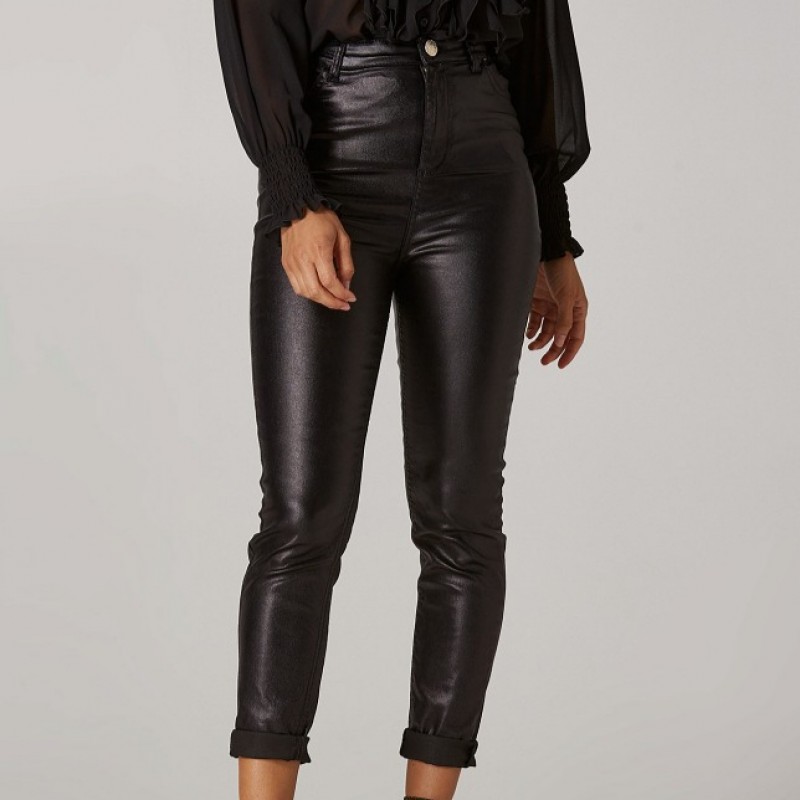 Pants high waisted denim foil by Lynne
