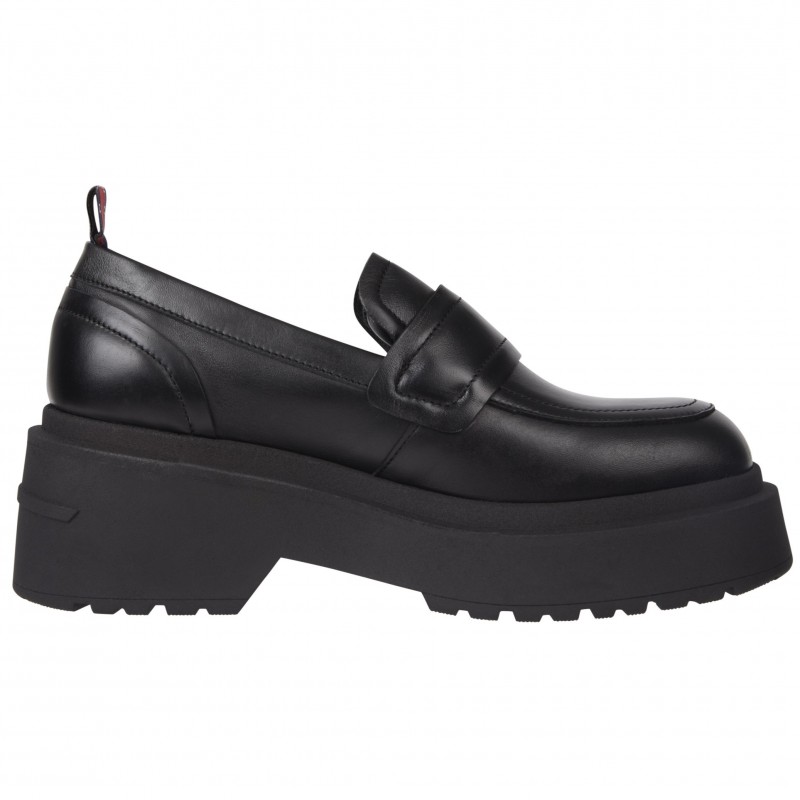Μοκασίνια δερμάτινα με τρακτερωτή σόλα TJW AVA Black Tommy Jeans